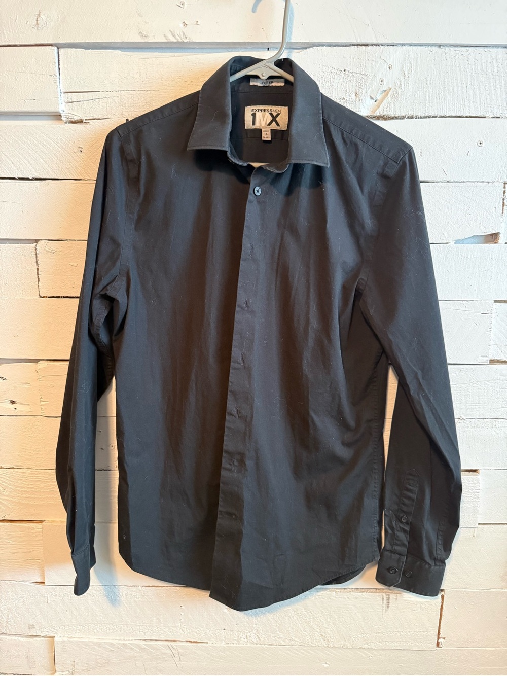 Express Men's Black Button-Front Dress Shirt